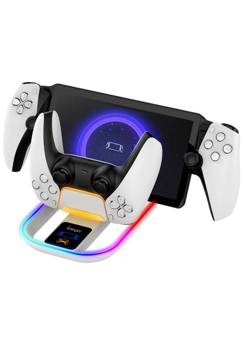 2 In 1 Charging Station With 14 RGB Light Effects And Indicators For Playstation(PS5) Protal Handheld and PS5 Controller