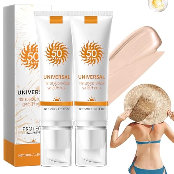 Rednow Tinted Sunscreen for Face SPF 50,Universal Protector Solar Con Color,Face Sunscreen Moisturizer,Hydrating Sun Essence Face Sunscreen Hydrating,No Sticky | Travel Size Sunscreen(2PCS) - Image 1