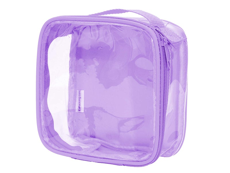 EzPacking Clear TSA Approved 3-1-1 Travel Toiletry Bag for Carry On/Quart Size Transparent Liquids Pouch for Airport Security/Reusable See Through Vinyl & PVC Plastic Organizer Men Women (Lilac) - Image 1