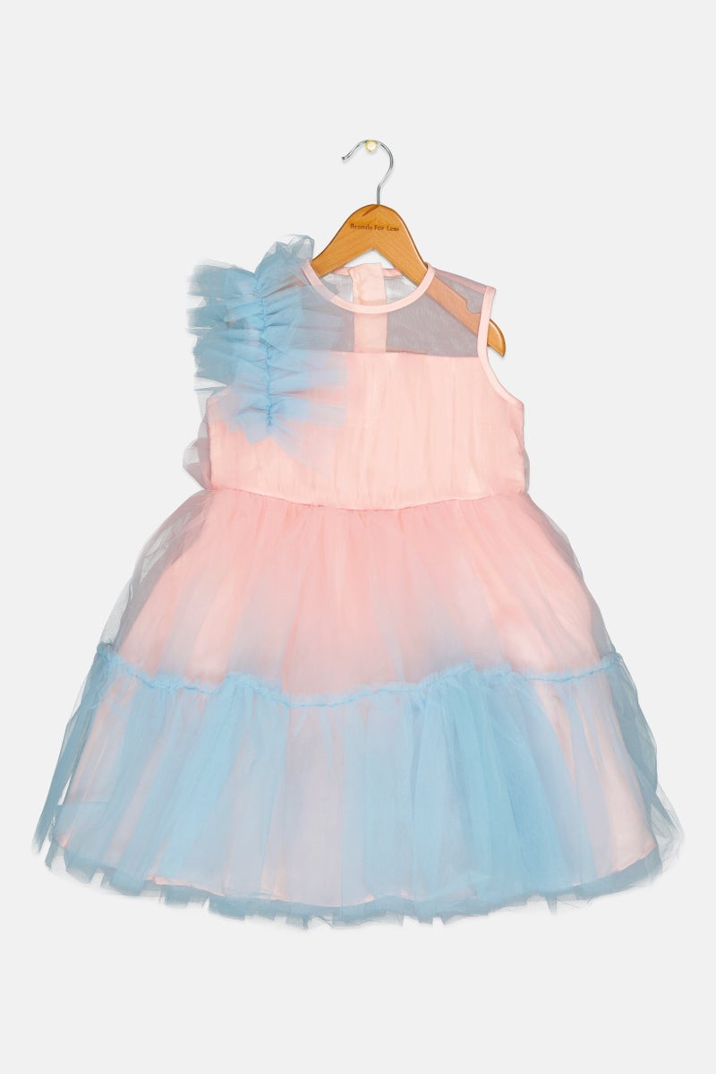 Lunamoon Toddlers Girl Two-Tone Party Dress, Pink - Image 1
