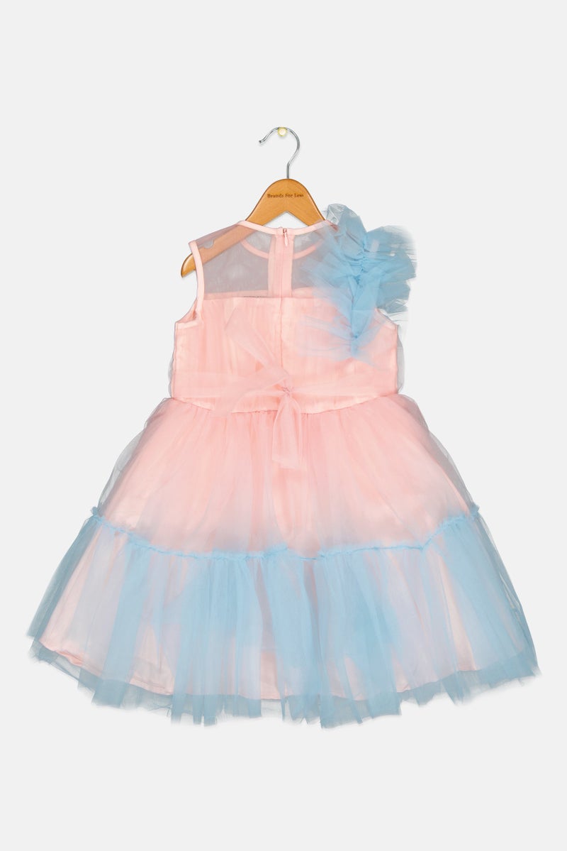 Lunamoon Toddlers Girl Two-Tone Party Dress, Pink - Image 2