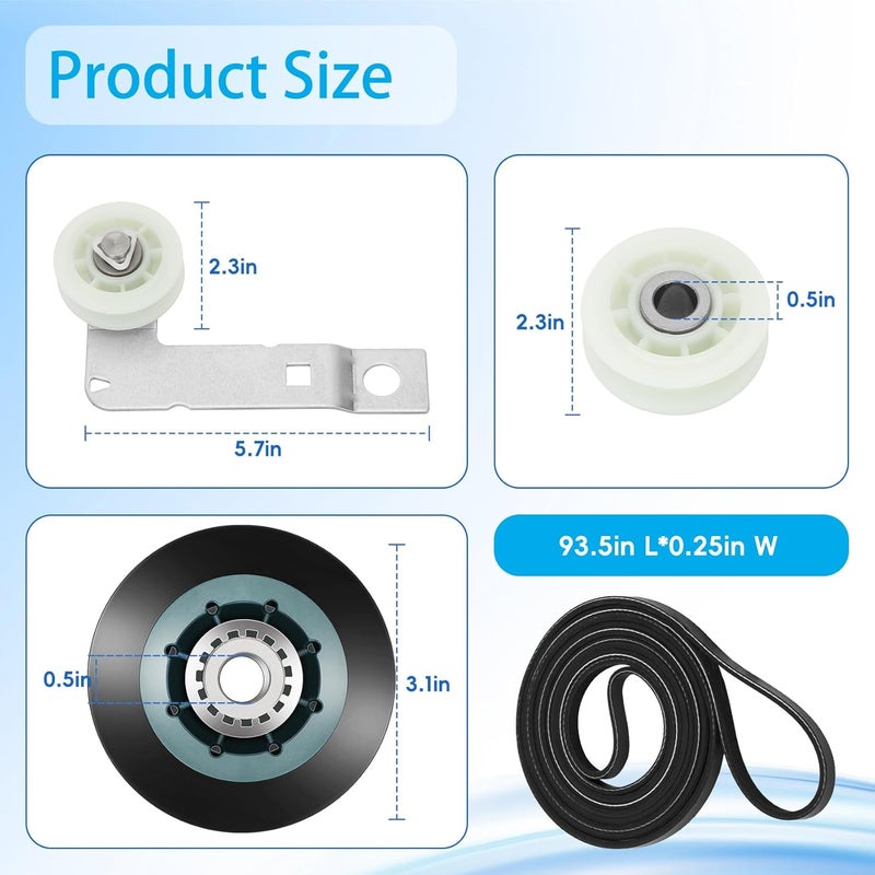 Aremae Upgraded 4392067RC Dryer Repair Kit, 4392067 Dryer Maintenance Kit with WPW10314173 Drum Roller & 661570V Belt & 279640 Idler Pulley&279640 dryer idler Suitable for maytag kenmore whirlpool Dryers - Image 2