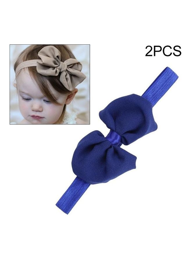 BGM 2-Piece Baby Headband Ribbon Chiffon Bow Blue - Image 2