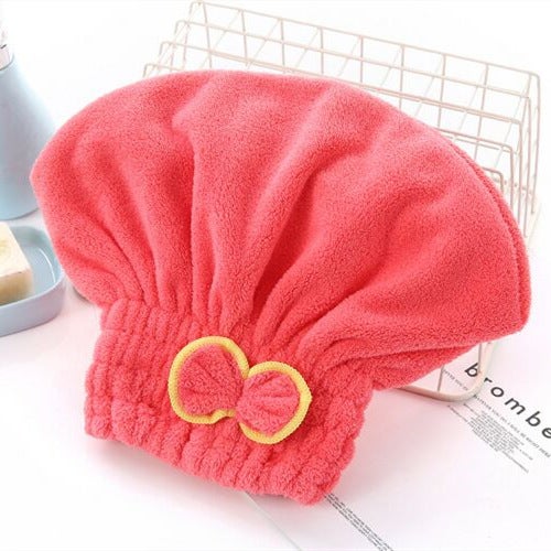 Generic [Quick absorbent hair drying artifact] hair drying cap absorbent quick-drying cute adult thickened headscarf shampoo shower cap Watermelon Red 