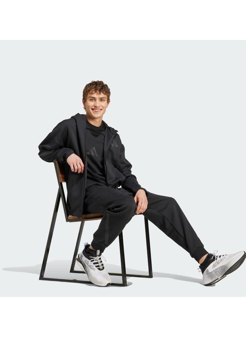 اديداس جاكيت رياضي بغطاء رأس أسود للرجال - Image 5