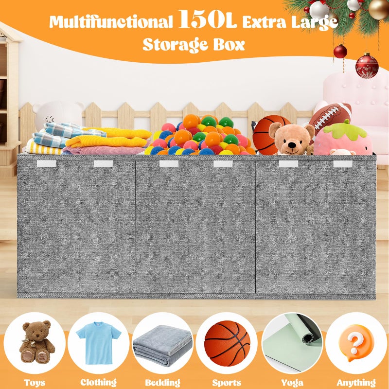 Beadsky Extra Large Toy Box, Toys Chest for Toddlers with Lids, Collapsible Toy Storage Organizer, Kids Bin Boxes Storage Basket for Boys, Girls, Nursery, Living Room, Playroom, 40"x14"x16", Gray - Image 4