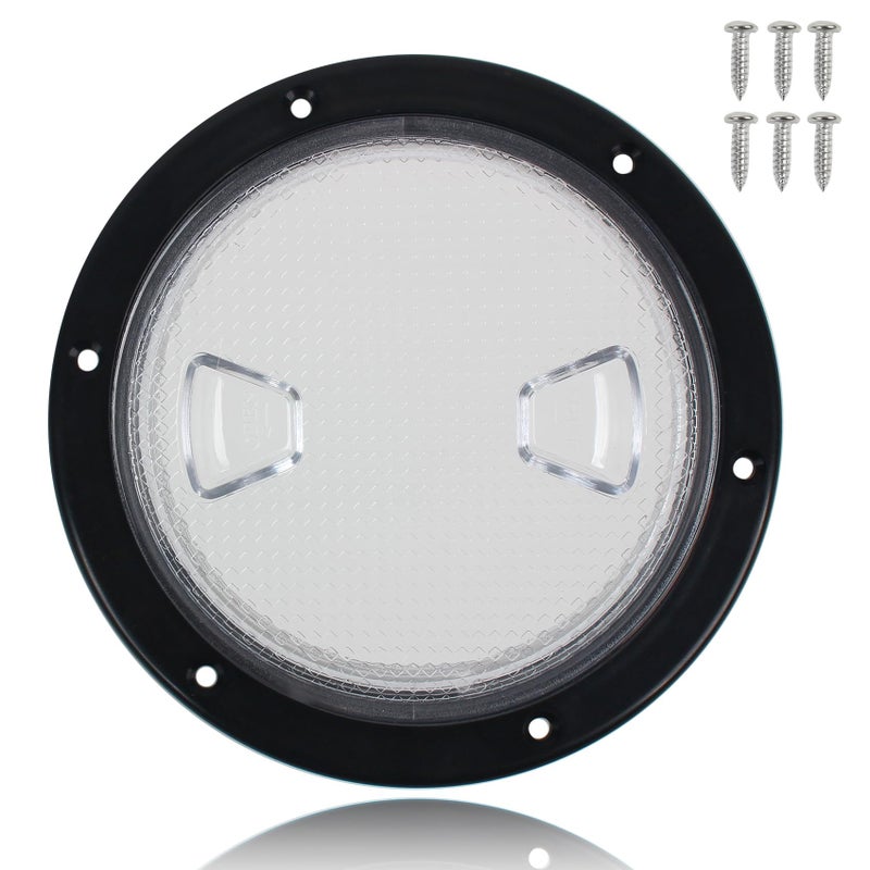 BALAVA 6 Inch Boat Hatch,Boat Deck Plates Round Non-Slip Inspection Hatch with Clear Detachable Cover,Marine Access Hatch Deck Hatches for RV Boat Yacht Kayak Outdoor Mount-Screws Included - Black - Image 1