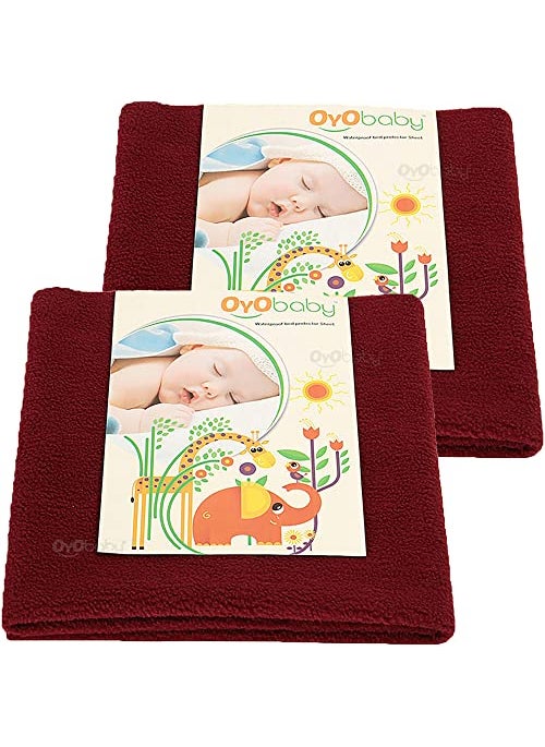 OYO BABY OYO BABY - Waterproof Mattress Protector Sheet | Dry Sheet for Kids and Adults - Kids Waterproof Dry Sheet Cotton Bed Protector (Baby Bed Protector Medium Size - 100cm x 70cm - (Pack of 2), Maroon)  - Image 1
