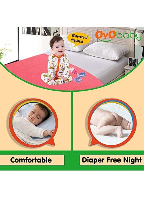 OYO BABY OYO BABY - Waterproof Mattress Protector Sheet | Dry Sheet for Kids and Adults - Kids Waterproof Dry Sheet Cotton Bed Protector (Baby Bed Protector Medium Size - 100cm x 70cm - (Pack of 2), Maroon)  - Image 3