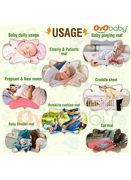 OYO BABY OYO BABY - Waterproof Mattress Protector Sheet | Dry Sheet for Kids and Adults - Kids Waterproof Dry Sheet Cotton Bed Protector (Baby Bed Protector Medium Size - 100cm x 70cm - (Pack of 2), Maroon)  - Image 5