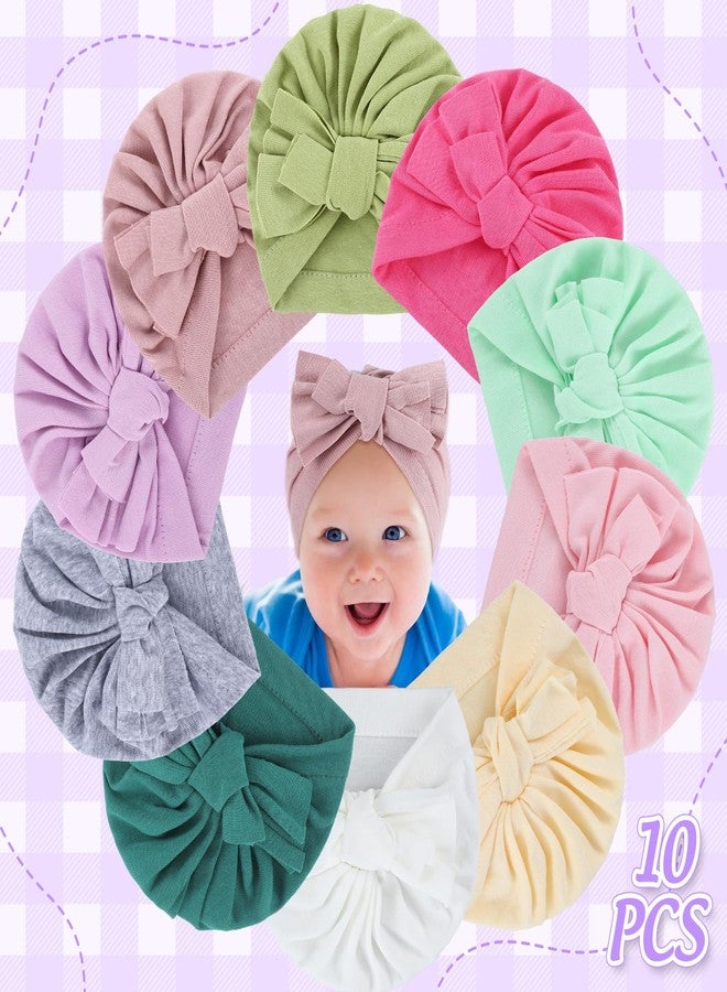 Velmitten 10 Pcs Preemie Hats Warm Preemie Beanie Preemie Cotton Caps Preemie Baby Hospital Hat NICU for Preemie Boys Girls (Bow Style) - Image 3