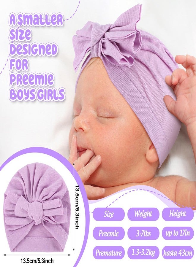 Velmitten 10 Pcs Preemie Hats Warm Preemie Beanie Preemie Cotton Caps Preemie Baby Hospital Hat NICU for Preemie Boys Girls (Bow Style) - Image 2