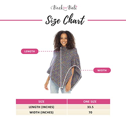 Back From Bali Knit Cable Poncho Black Womens Sweater Cape Boho Soft Casual - Image 3