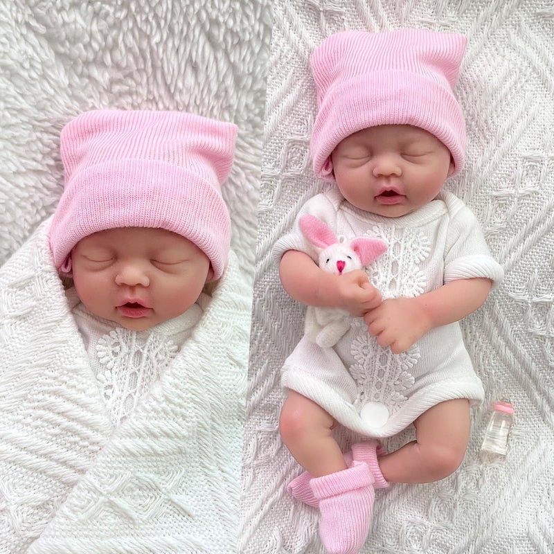 Mire & Mire Reborn Baby Dolls 7 Inch Silicone Doll Mini Realistic Newborn Baby Dolls Silicone Full Body Stress Relief Hand Made-Girl - Image 3