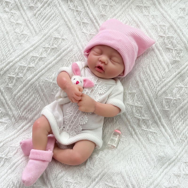 Mire & Mire Reborn Baby Dolls 7 Inch Silicone Doll Mini Realistic Newborn Baby Dolls Silicone Full Body Stress Relief Hand Made-Girl - Image 5
