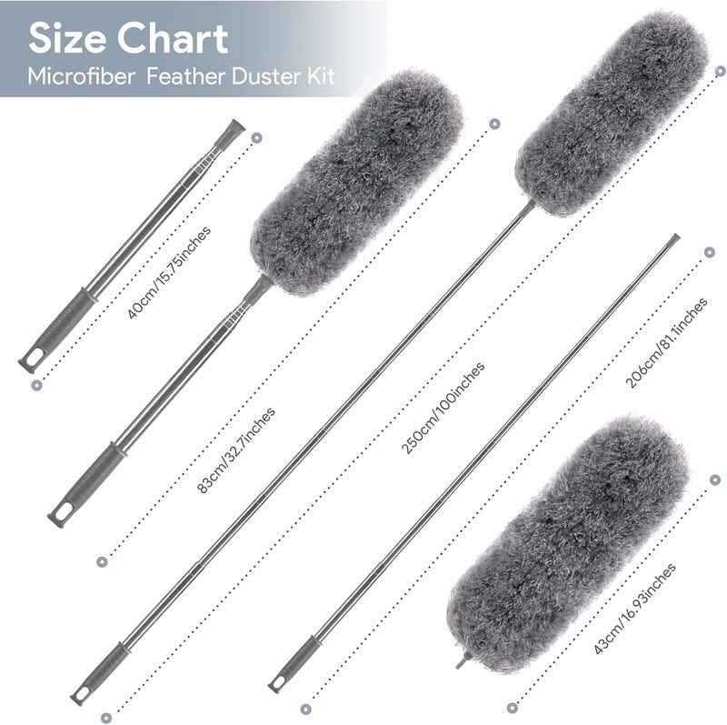 YVYV Microfiber Feather Duster - an 100 inch Extendable and Bendable Long Handle Dusters for Dust and Cobweb Cleaning All-Round Home Cleaning - Image 4