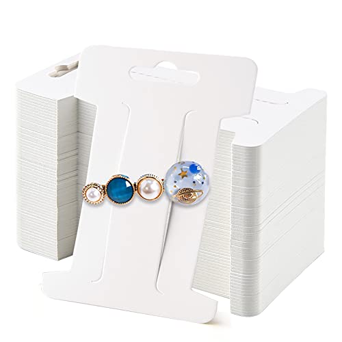 Festiko® Hair Clip Bow Display Cards Hair Barrettes Jewelry Display Holder Rectangle Paper Cardboard for Hair Accessories Display and Organizing, 4 x 2-1/2 Inches (White) (White, 200) - Image 1