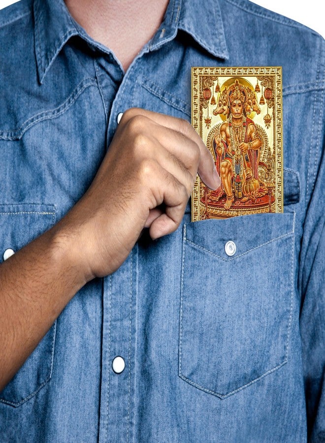 Hawai Small Pocket Size Self Adhesive Gold Plated Panchmukhi Hanuman Ji Bajrang Bali Poster Sticker, Size-3.5x2.5inch | SFDI452 - Image 5