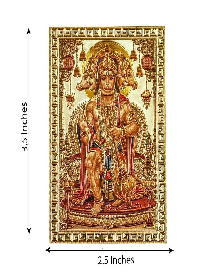 Hawai Small Pocket Size Self Adhesive Gold Plated Panchmukhi Hanuman Ji Bajrang Bali Poster Sticker, Size-3.5x2.5inch | SFDI452 - Image 2