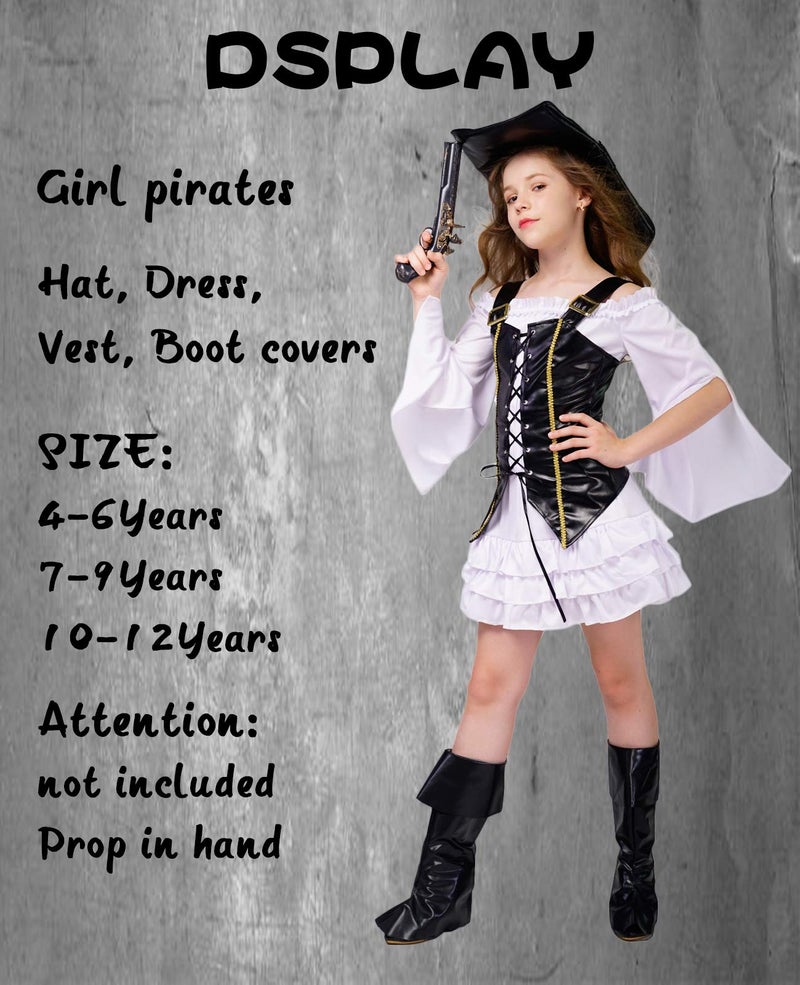 DSplay Kid's Girl Pirate Halloween Cosplay Costume (10-12Y) - Image 2