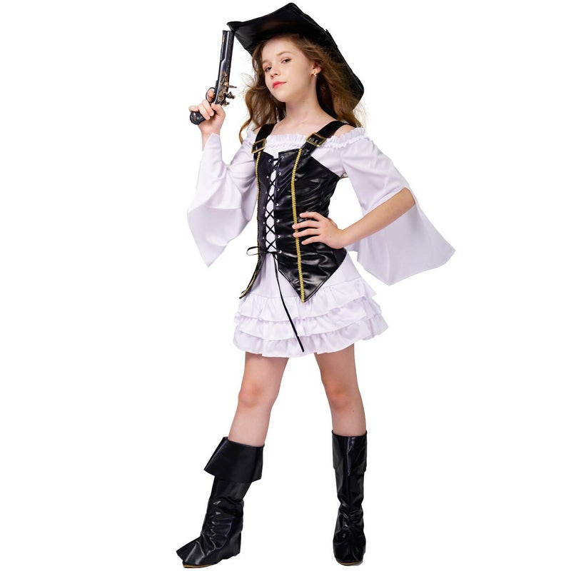 DSplay Kid's Girl Pirate Halloween Cosplay Costume (10-12Y) - Image 4