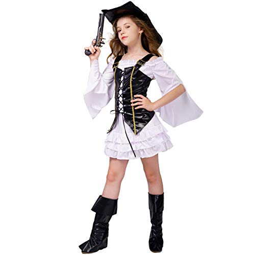 DSplay Kid's Girl Pirate Halloween Cosplay Costume (10-12Y) - Image 1