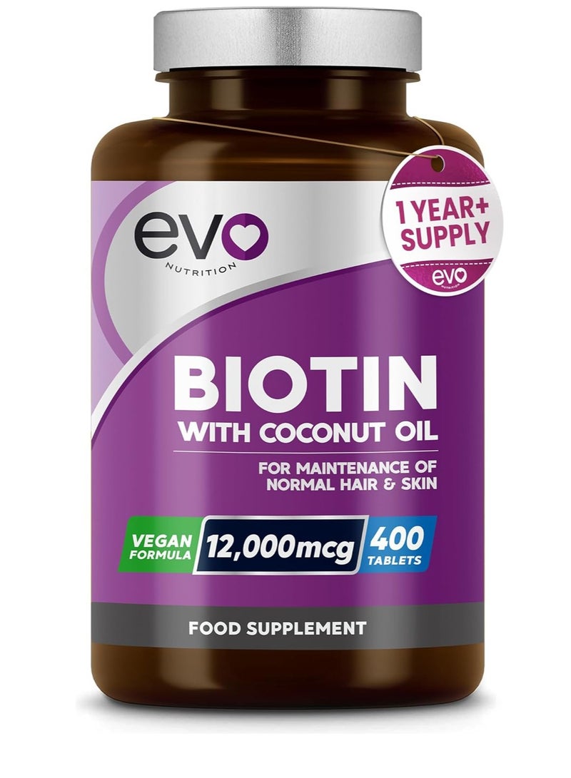 EVO Biotin Hair Growth with Coconut oil 12000mcg 400 tabs