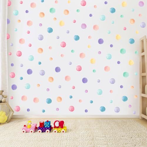 AOWDIAO 153 Pcs Watercolor Polka Dot Wall Decals Peel & Stick Vinyl Dots Stickers for Bedroom, Nursery, Playroom & Classroom Decor - Image 5