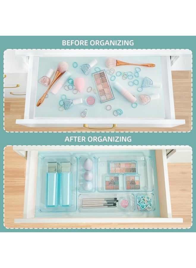 Set of 9 clear plastic drawer organizers, multi-size, organize drawers in bathroom, makeup, jewelry, kitchen and office. - Image 3