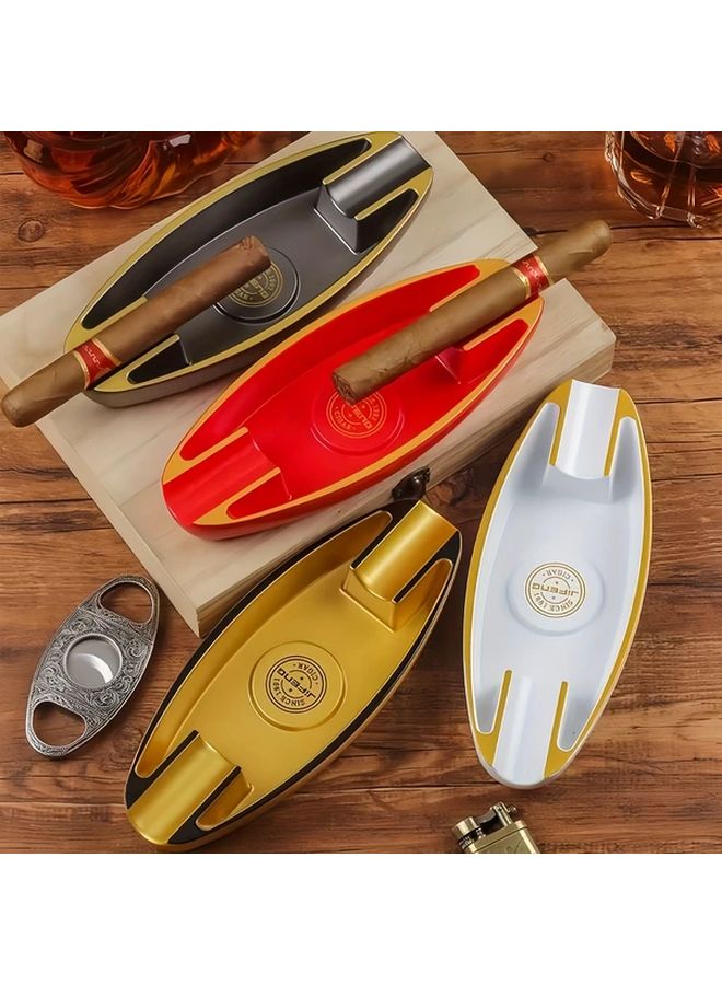 Golden Portable Cigar Ashtray Dual Slot for Indoor and Outdoor Use - Image 3
