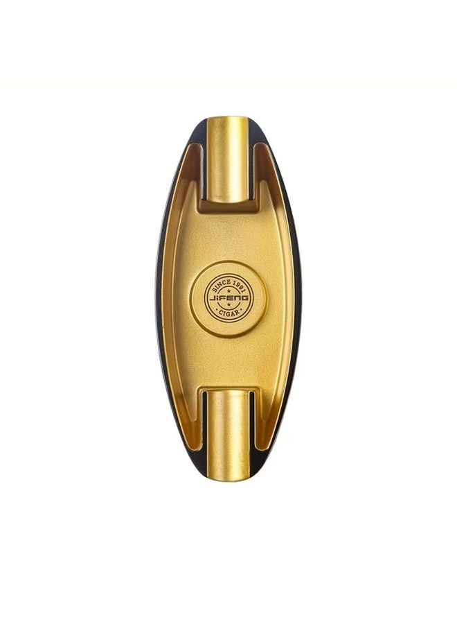 Golden Portable Cigar Ashtray Dual Slot for Indoor and Outdoor Use - Image 1