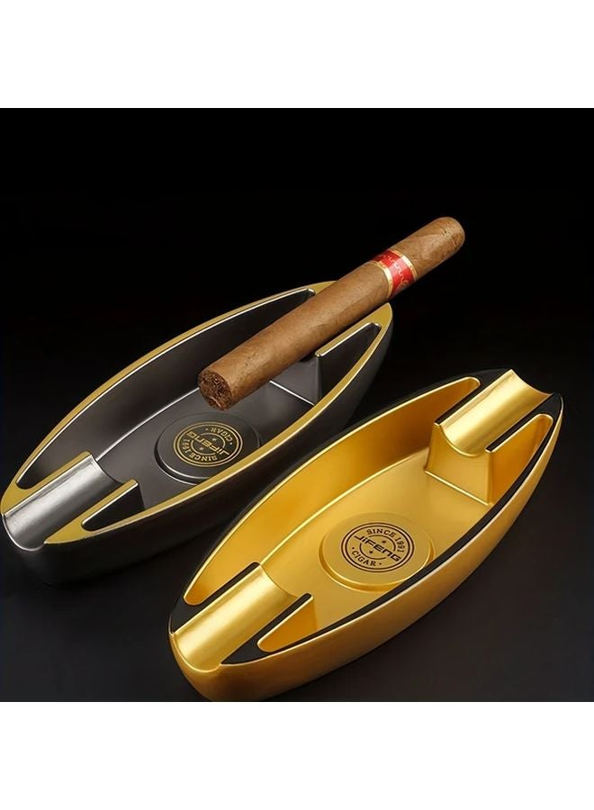 Golden Portable Cigar Ashtray Dual Slot for Indoor and Outdoor Use - Image 2