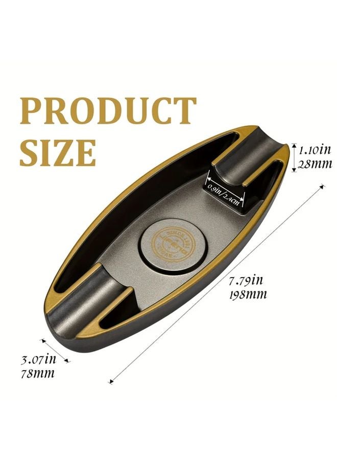 Golden Portable Cigar Ashtray Dual Slot for Indoor and Outdoor Use - Image 5