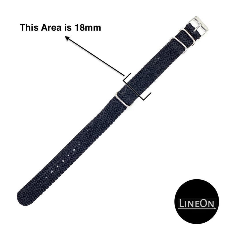 Lineon 'BANL' 18mm Nylon Vintage Style NATO Watch Strap ONE WAY NATO Nylon STRAP Compatible for Titan Fossil Casio & All 18mm Lug Watches (Tool & Pins Include) - Image 2