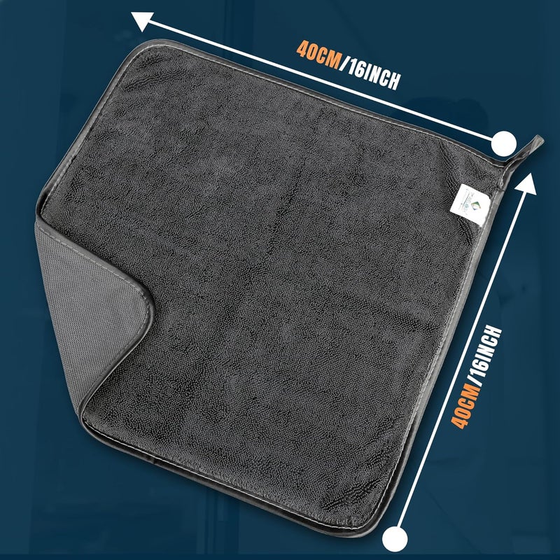 Towelogy Microfibre Shower Drying Cloths - Streak Free, Super Absorbent Cleaning Cloth for Glass, Window, Kitchen, Car, Bathroom | 2 Pack, Large 40x40cm (Black) - Image 2