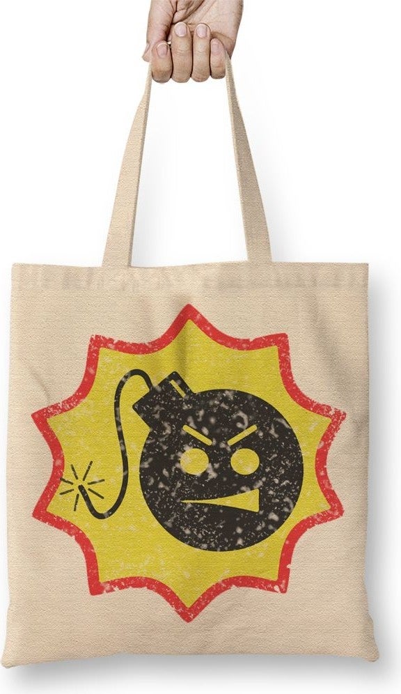 Baskı Dükkanı Print Shop Boom Boom Bomb Serious Sam Bomb Logo Tote Bag Long Handle