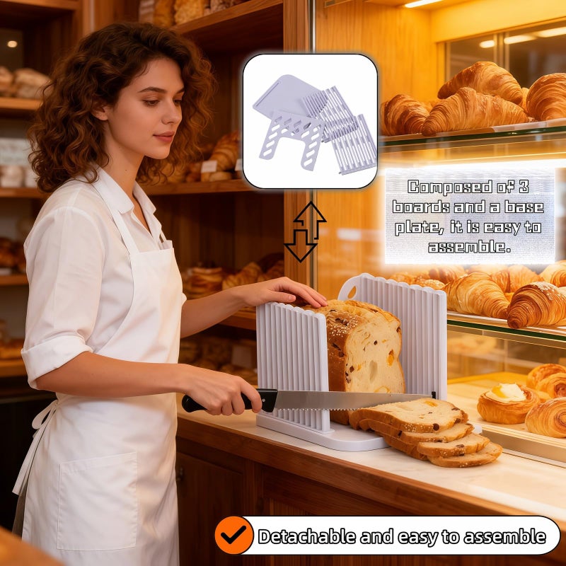 RyanDesign Adjustable Bread Slicer Guide - 4 Thickness Settings for Perfect Homemade Bread Slices, Food-Grade ABS Toast Cutter with Crumb Tray, Multi-Purpose Kitchen Tool for Bread, Cheese, Fruits & Vegetables - Image 2