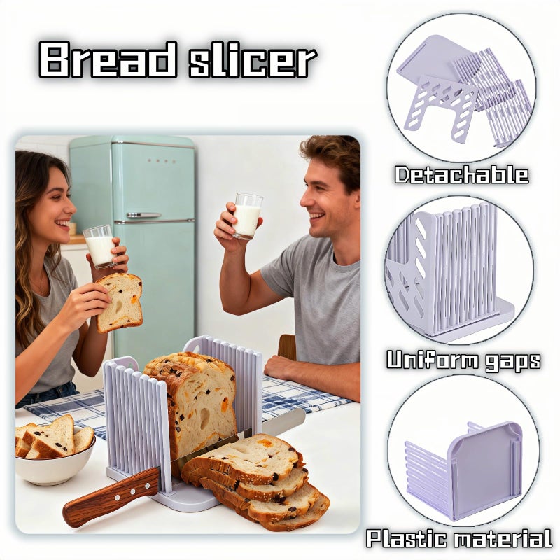 RyanDesign Adjustable Bread Slicer Guide - 4 Thickness Settings for Perfect Homemade Bread Slices, Food-Grade ABS Toast Cutter with Crumb Tray, Multi-Purpose Kitchen Tool for Bread, Cheese, Fruits & Vegetables - Image 4