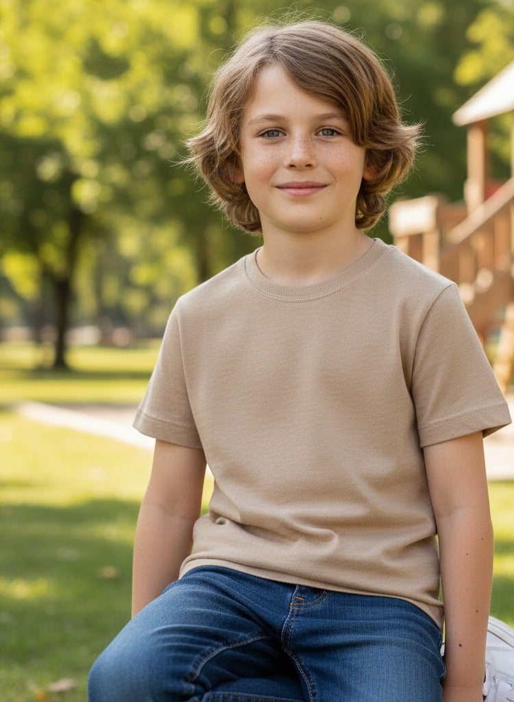 Stylish, plain, modern T-shirt, combining elegance and comfort. Round neck, short sleeves. - Image 2