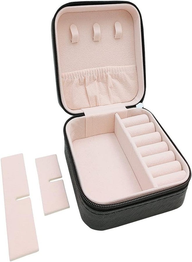 Xpandio Travel Jewelry Case Small Jewelry Box Jewelry Organizer Storage Case Portable PU Leather Mini Jewelry Travel Case for Girls Womens Earring, Necklace, Rings,Bracelets (Black) - Image 1