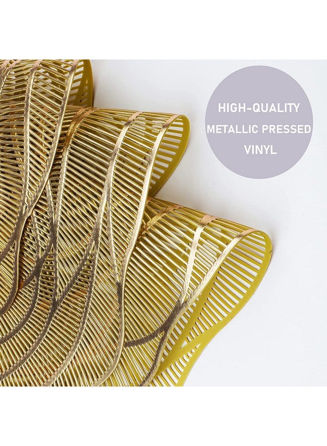 Home-Cloud حصائر طاولة دائرية شكل دائري/حصائر طاولة دائرية/حصائر طاولة PVC دائرية/حصائر طاولة طعام بتصميم مقصوص/حصائر طاولة زينة/حصائر طاولة بجانب السرير (اللون) ذهبي 4 قطع (بوليستر) - Image 4