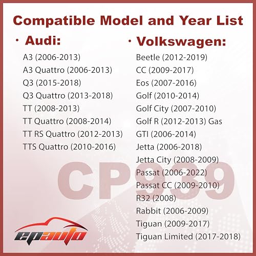 EPAuto CP939 (CUK2939) Cabin Air Filter, Replacement for Audi A3, Q3, TT, TT RS, TTS, Volkswagen Jetta, Passat, Golf, GTI, Tiguan, Beetle, Eos, CC, Rabbit - Fits 2006-2021 Models - Image 2