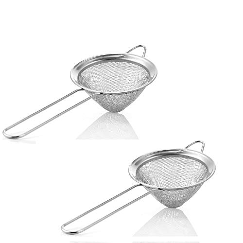 NJ OVERSEAS Stainless Steel Fine Mesh Cocktail Premium Food Small Strainer , 3 inch: 2 Pcs Set - Image 1