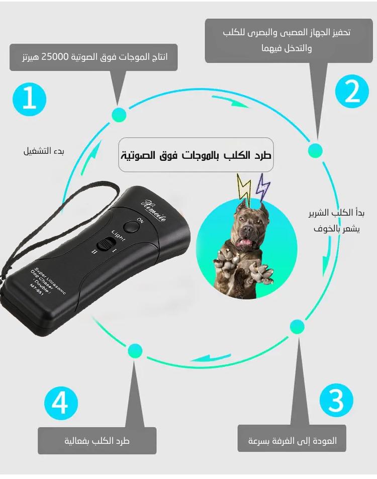 جهاز طارد الكلاب بالموجات فوق الصوتية مع مصباح LED لسلامة خارجية - Image 3