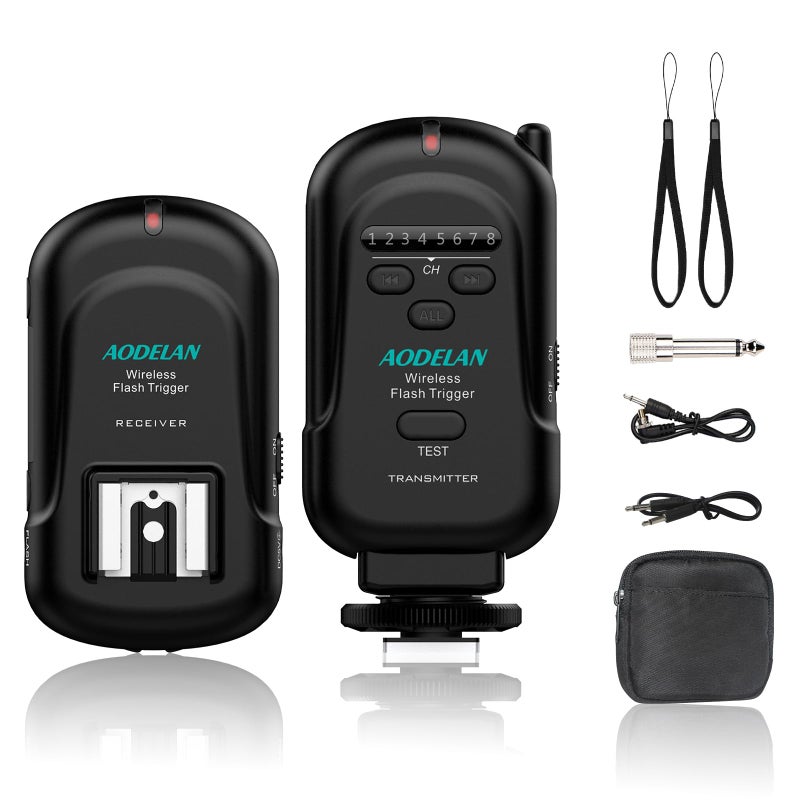 AODELAN Wireless Flash Trigger Transmitter and Receiver | 2.4 GHz Frequency | for Canon, for Nikon, for Olympus, for Panasonic, for Pentax, for Fuji, for Samsung,for Sony(Except Sony Flashes) - Image 1
