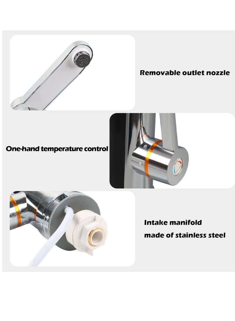 كابتن تيك Electric Instant Heater Tap, 360° Rotatable Stainless Electric Tap with LED Digital Display, 220V Electric Instant Heater Faucet for Home Kitchens, Bathrooms, Offices (30-60℃) - Image 5