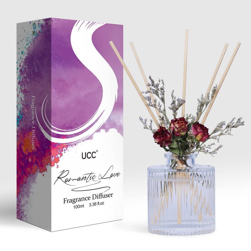 UCC Reed Diffuser Set  3.38 oz Romantic Love Premium Hotel Collection Scented Diffuser with Flower Sticks Home Fragrance Reed Diffuser for Bathroom Shelf Decor - Image 1
