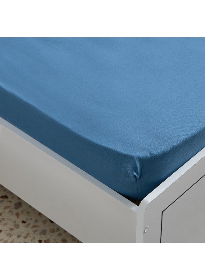 Home Box ملاءة سرير مصنوعة من الألياف الدقيقة - زرقاء - مفرد - Image 1