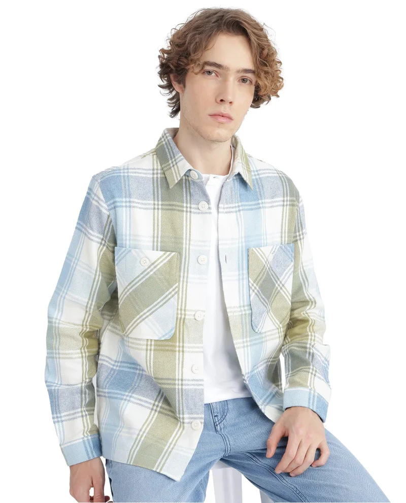 Rare Rabbit Men's Acrylic Check Shacket