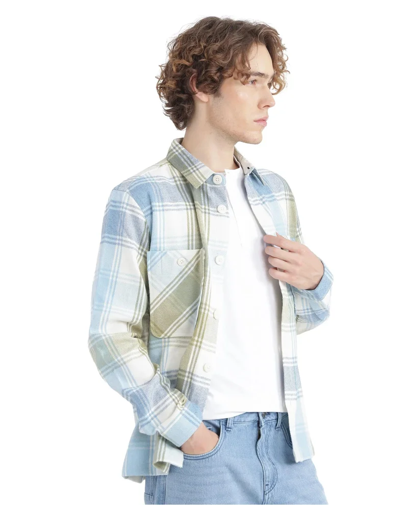 Rare Rabbit Men's Acrylic Check Shacket